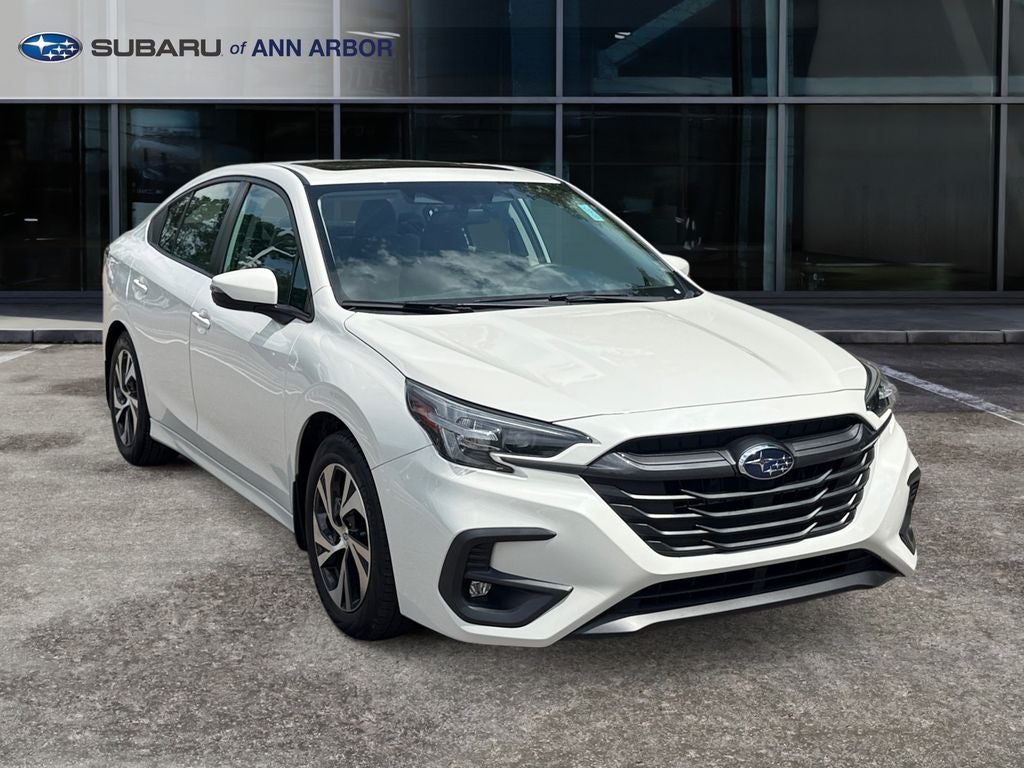 2023 Subaru Legacy Premium **LIFETIME POWERTRAIN** in Crystal White Pearl — front three-quarter view