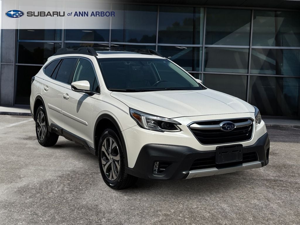 2022 Subaru Outback Limited in Crystal White Pearl — front three-quarter view