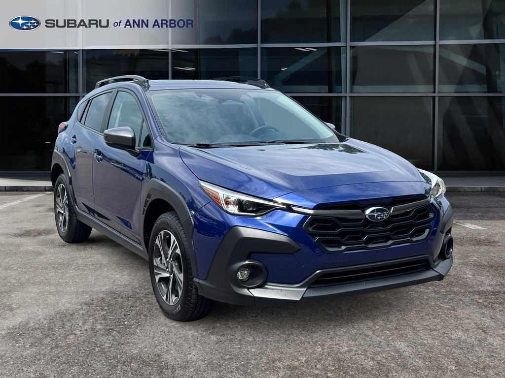 2026 Subaru Crosstrek Premium **LIFETIME POWERTRAIN** in Sapphire Blue Pearl — front three-quarter view