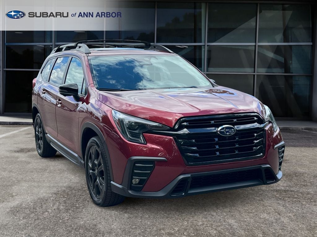 2023 Subaru Ascent Onyx Edition **LIFETIME POWERTRAIN** in Crimson Red Pearl — front three-quarter view