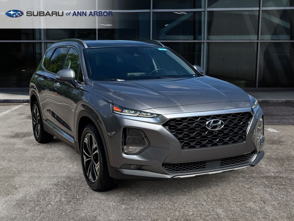 2019 Hyundai Santa Fe Ultimate in Machine Gray — front three-quarter view