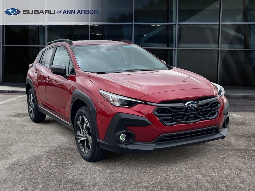 2026 Subaru CROSSTREK Premium in Lithium Red Pearl — front three-quarter view