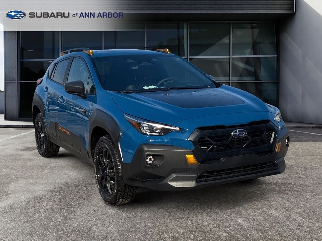 2026 Subaru CROSSTREK Wilderness in Geyser Blue — front three-quarter view