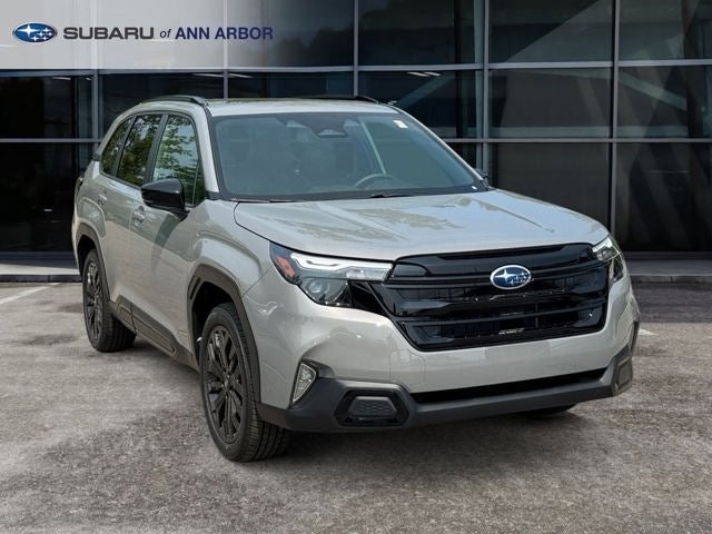 2026 Subaru FORESTER Sport Onyx Edition in River Rock Pearl — front three-quarter view