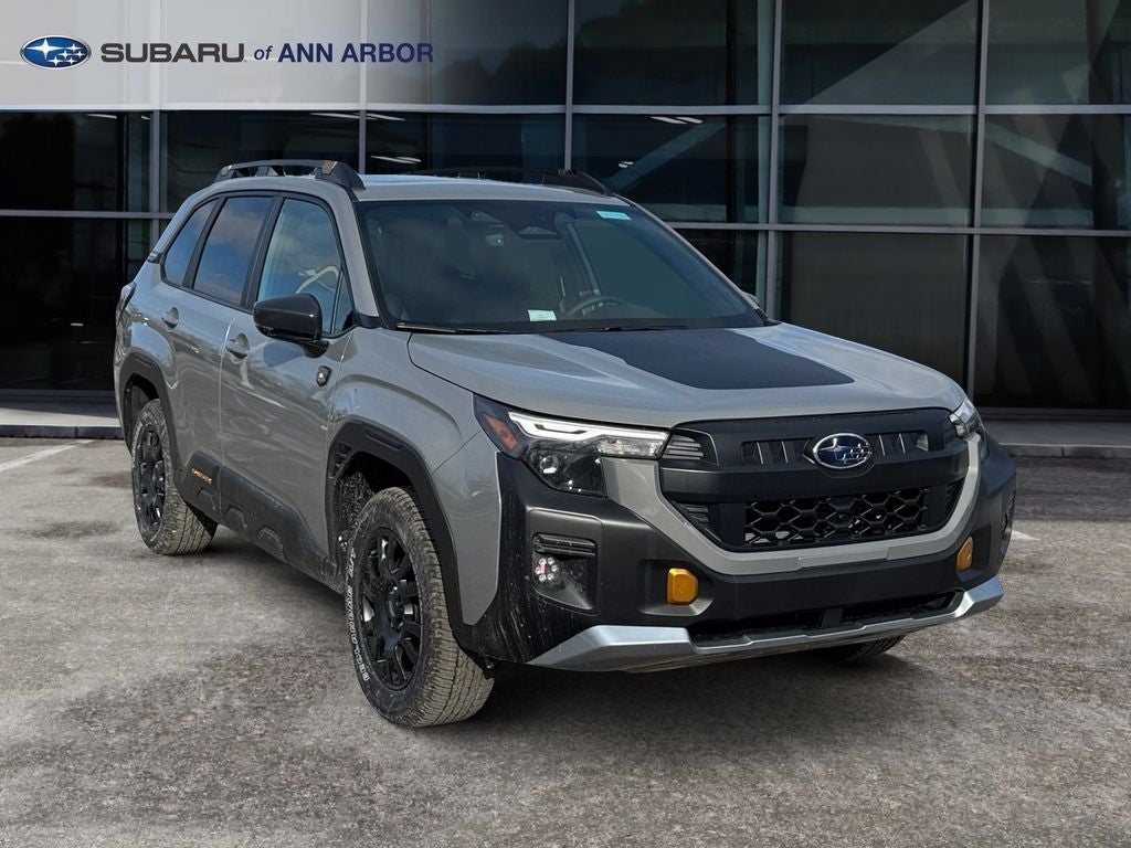 2026 Subaru FORESTER Wilderness in River Rock Pearl — front three-quarter view