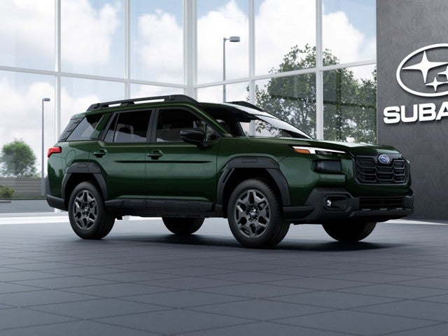 2026 Subaru OUTBACK Premium in Deep Emerald Green Pearl — front three-quarter view