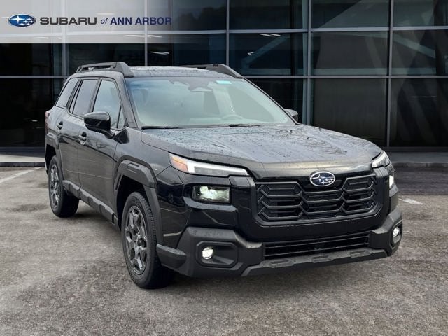 2026 Subaru OUTBACK Premium in Crystal Black Silica — front three-quarter view