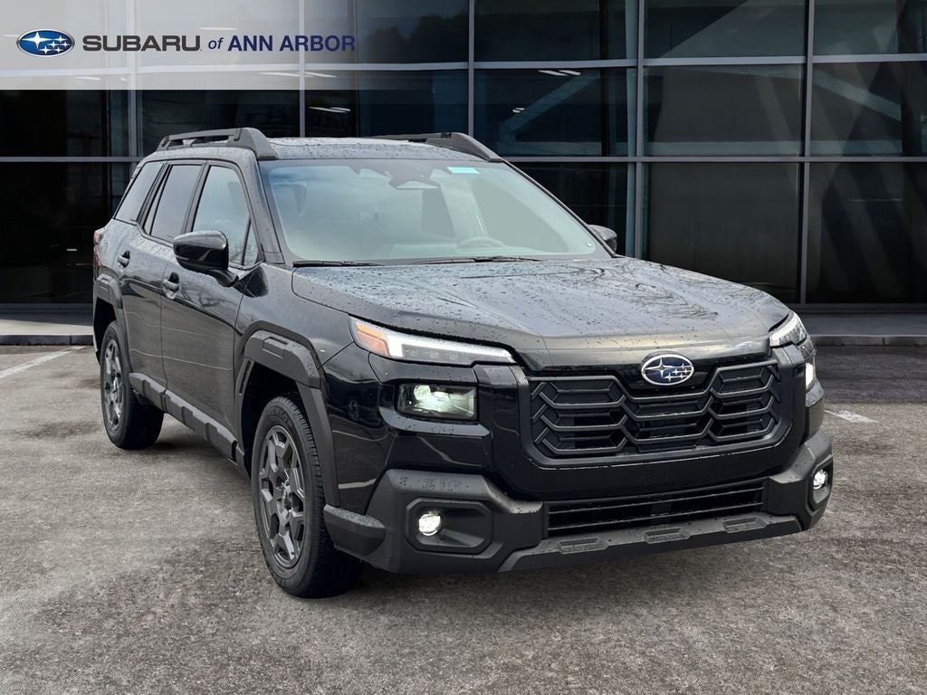 2026 Subaru OUTBACK Premium in Crystal Black Silica — front three-quarter view