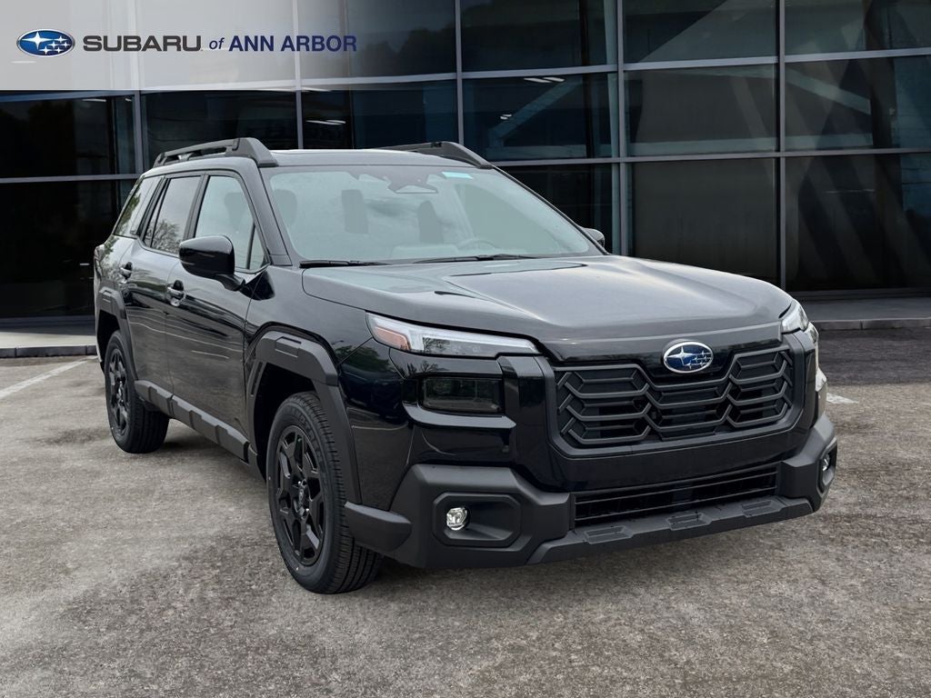 2026 Subaru OUTBACK Limited in Crystal Black Silica — front three-quarter view