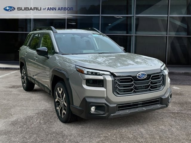 2026 Subaru OUTBACK Touring XT in River Rock Pearl — front three-quarter view