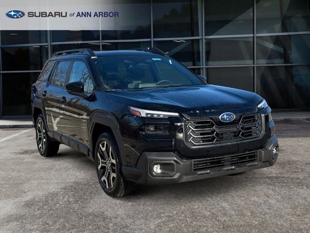 2026 Subaru OUTBACK Touring XT in Crystal Black Silica — front three-quarter view