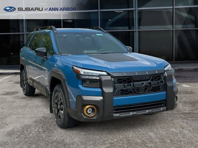 2026 Subaru OUTBACK Wilderness in Geyser Blue — front three-quarter view