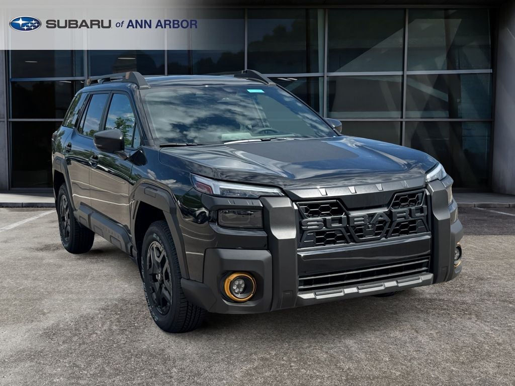 2026 Subaru OUTBACK Wilderness in Crystal Black Silica — front three-quarter view