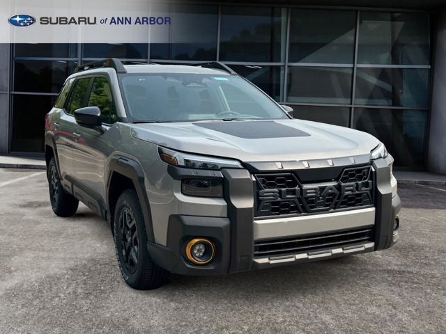 2026 Subaru OUTBACK Wilderness in River Rock Pearl — front three-quarter view