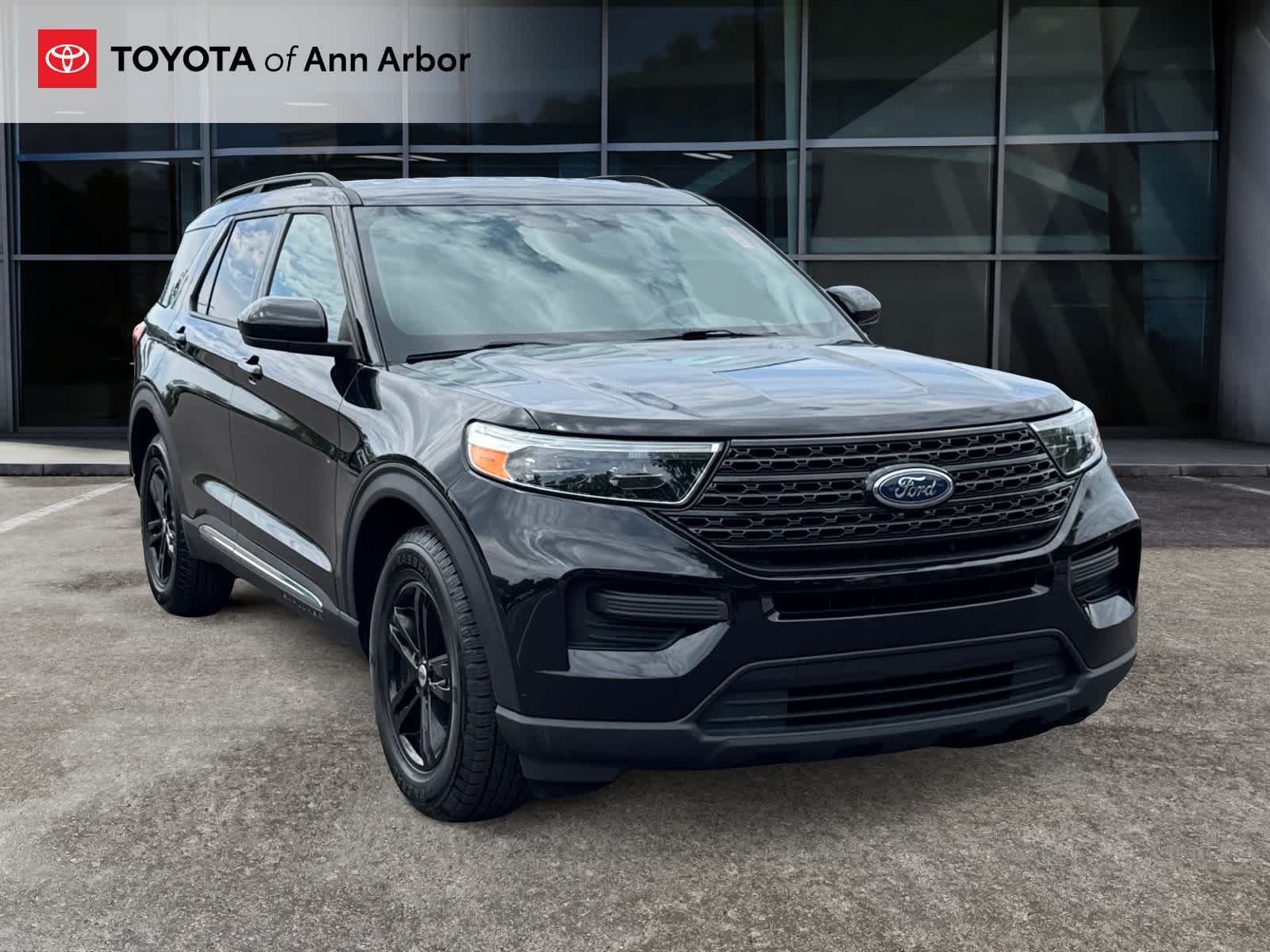 2020 Ford Explorer XLT in Agate Black Metallic — front three-quarter view