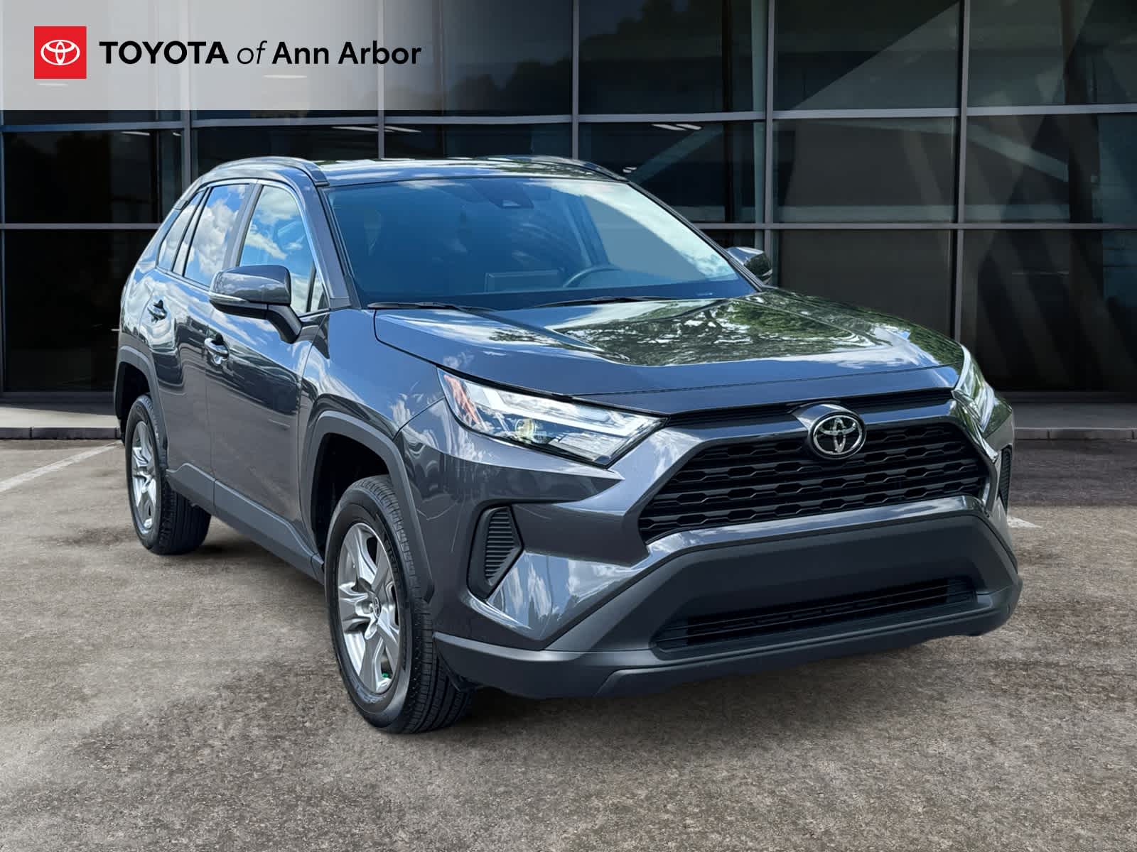 2025 Toyota RAV4 XLE in Magnetic Gray Metallic — front three-quarter view