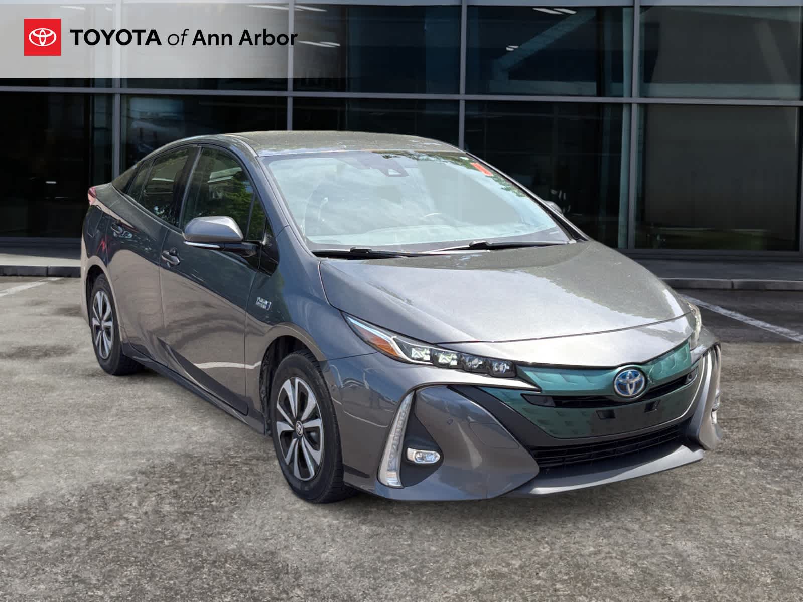 2017 Toyota Prius Prime Advanced in Magnetic Gray Metallic — front three-quarter view